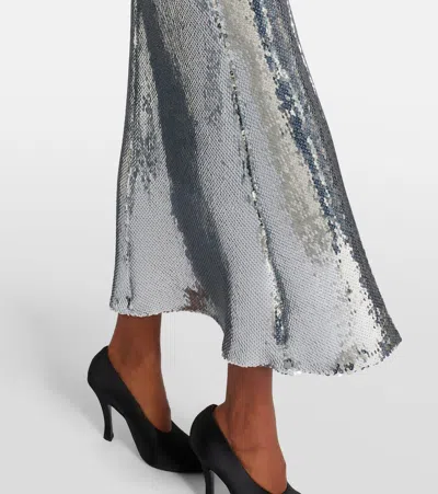 David Koma Womens Silver Blouson Sleeveless Woven Midi Dress In Metallic