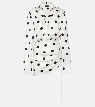 David Koma Polka-dot Silk Satin Minidress In Animal Print