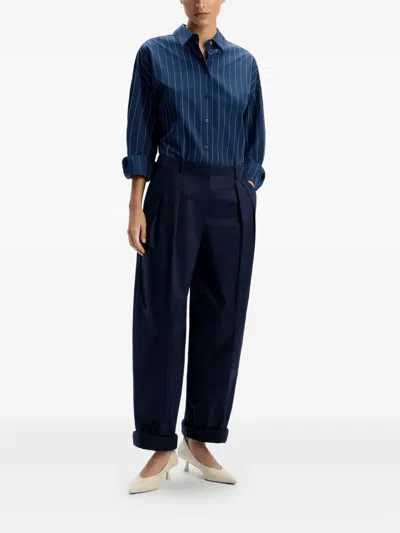 12 Storeez Pleated Trousers In Blue