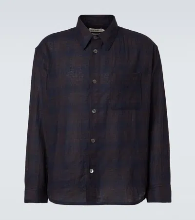 Frame Long Sleeve Button Front Wool Shirt In Blue