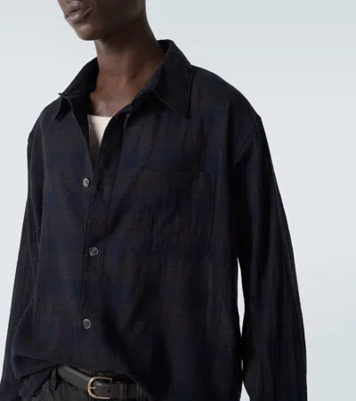 Frame Long Sleeve Button Front Wool Shirt In Blue