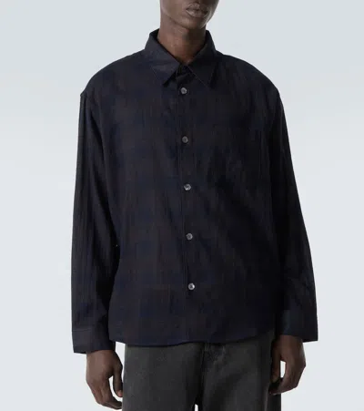 Frame Long Sleeve Button Front Wool Shirt In Blue