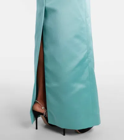 Erdem Floral Off-shoulder Duchesse Satin Gown In Green