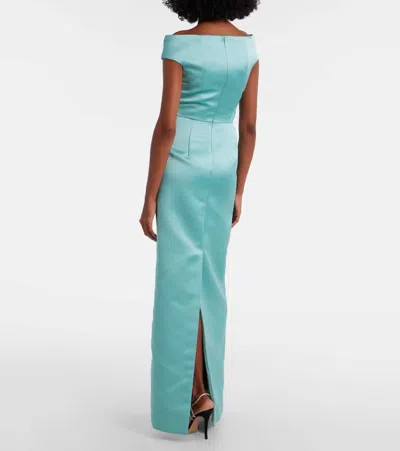 Erdem Floral Off-shoulder Duchesse Satin Gown In Green