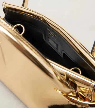 Givenchy Pinch Mini Shoulder Bag In Metallic Leather In Gold