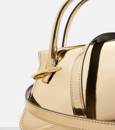 Givenchy Pinch Mini Shoulder Bag In Metallic Leather In Gold