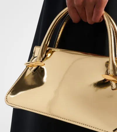 Givenchy Pinch Mini Shoulder Bag In Metallic Leather In Gold