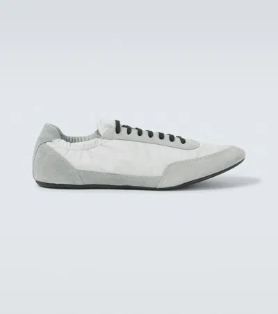 Prada Collapse Re-nylon And Suede Elasticized Sneakers In Gray