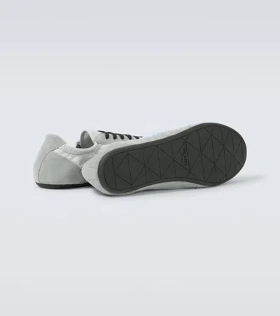 Prada Collapse Re-nylon And Suede Elasticized Sneakers In Gray