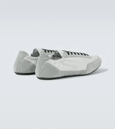 Prada Collapse Re-nylon And Suede Elasticized Sneakers In Gray