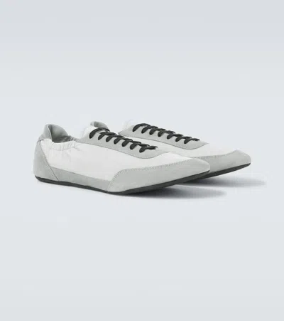 Prada Collapse Re-nylon And Suede Elasticized Sneakers In Gray