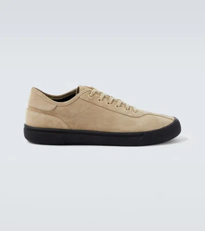The Row Suede Low-top Round Toe Sneakers In Neutral