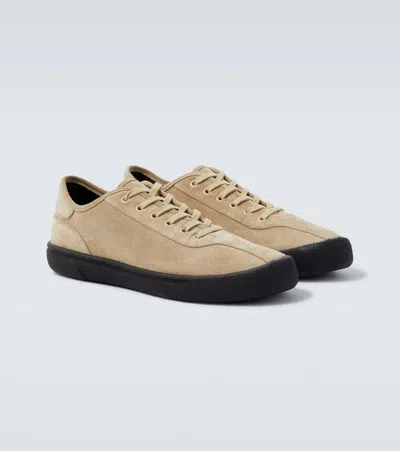 The Row Suede Low-top Round Toe Sneakers In Neutral