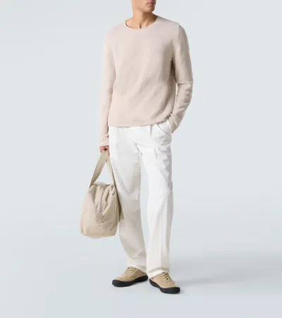 The Row Suede Low-top Round Toe Sneakers In Neutral