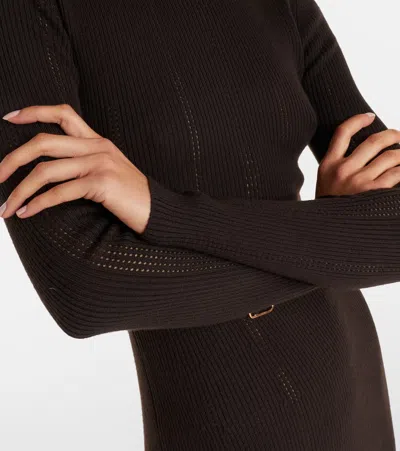 Gabriela Hearst Imagene Ribbed Long-sleeve Midi Dress With Belt In Multi