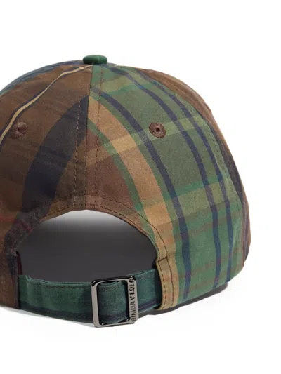 Bimba Y Lola Patchwork-checks Cotton Beanie Hat In Brown