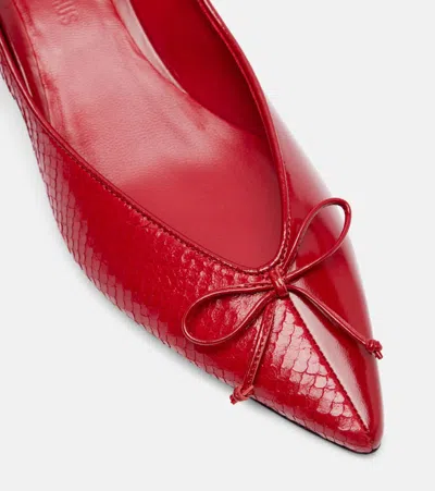 Jacquemus Tourni Snake-effect Leather Pumps In Red