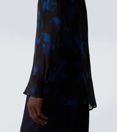 Dries Van Noten Sheer Floral Shirt In Blue