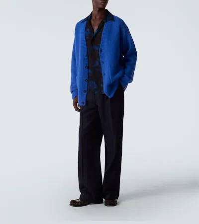 Dries Van Noten Sheer Floral Shirt In Blue