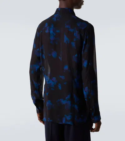 Dries Van Noten Sheer Floral Shirt In Blue
