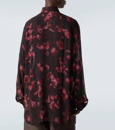 Dries Van Noten Sheer Floral Shirt In Black