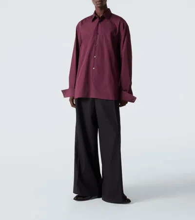 Dries Van Noten Cotton Poplin Shirt In Burgundy