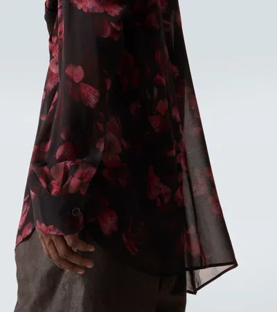 Dries Van Noten Sheer Floral Shirt In Black