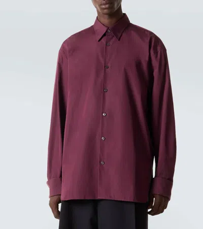Dries Van Noten Cotton Poplin Shirt In Burgundy