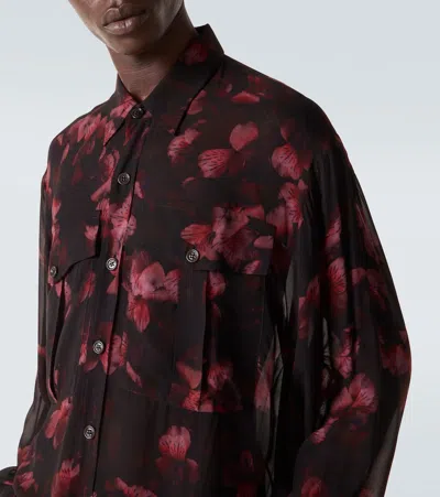 Dries Van Noten Sheer Floral Shirt In Black