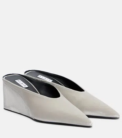 Alaïa Cube Pointed Toe Wedge Mule In Metallic