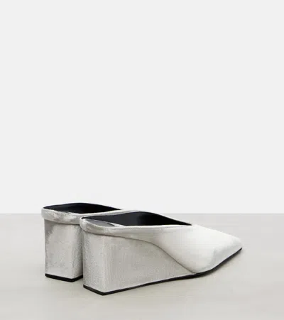 Alaïa Cube Pointed Toe Wedge Mule In Metallic