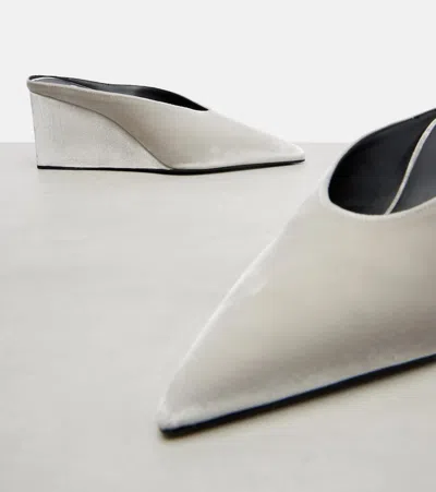 Alaïa Cube Pointed Toe Wedge Mule In Metallic