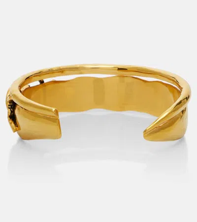 Saint Laurent Cassandre Cuff Bracelet In Gold