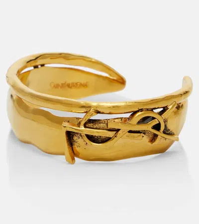 Saint Laurent Cassandre Cuff Bracelet In Gold