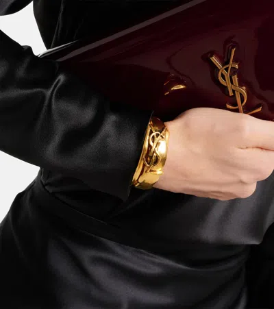 Saint Laurent Cassandre Cuff Bracelet In Gold