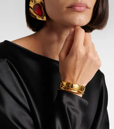Saint Laurent Cassandre Cuff Bracelet In Gold