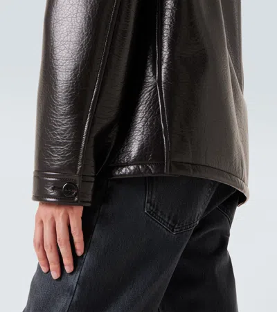 Prada Leather Jacket In Brown