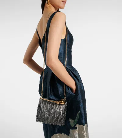 Erdem Bloom Mini Embellished Tote Bag In Silver