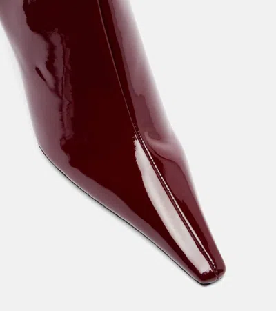 Victoria Beckham 75 Patent Leather Ankle Boots In Burgundy