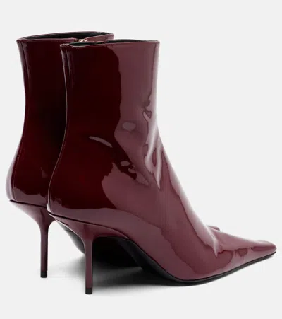 Victoria Beckham 75 Patent Leather Ankle Boots In Burgundy