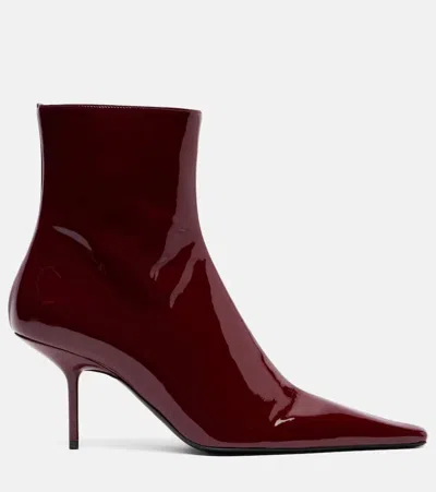 Victoria Beckham 75 Patent Leather Ankle Boots In Burgundy