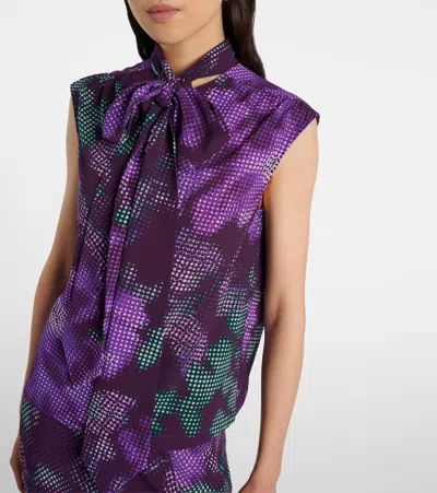 Dries Van Noten Floral Tie-neck Top In Multi