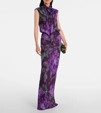 Dries Van Noten Floral Tie-neck Top In Multi