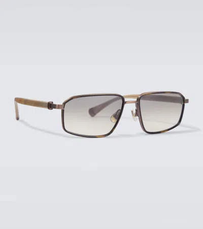 Brunello Cucinelli Jarama Rectangular Sunglasses In Brown