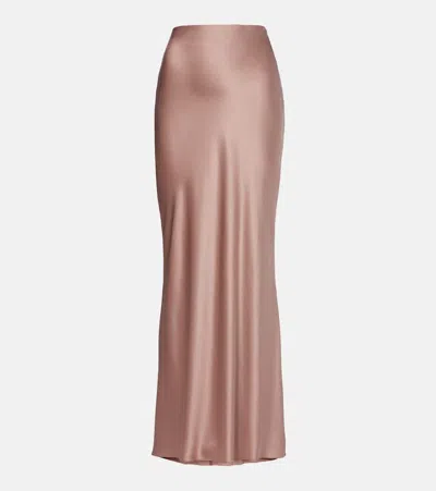 The Sei Silk Satin Maxi Skirt In Brown