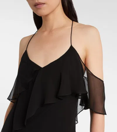 The Sei Ruffled Silk Chiffon Maxi Dress In Black