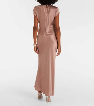 The Sei Silk Satin Maxi Skirt In Brown