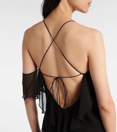 The Sei Ruffled Silk Chiffon Maxi Dress In Black