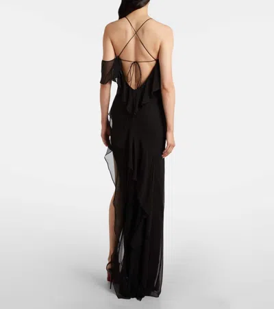 The Sei Ruffled Silk Chiffon Maxi Dress In Black
