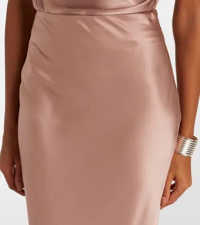 The Sei Silk Satin Maxi Skirt In Brown